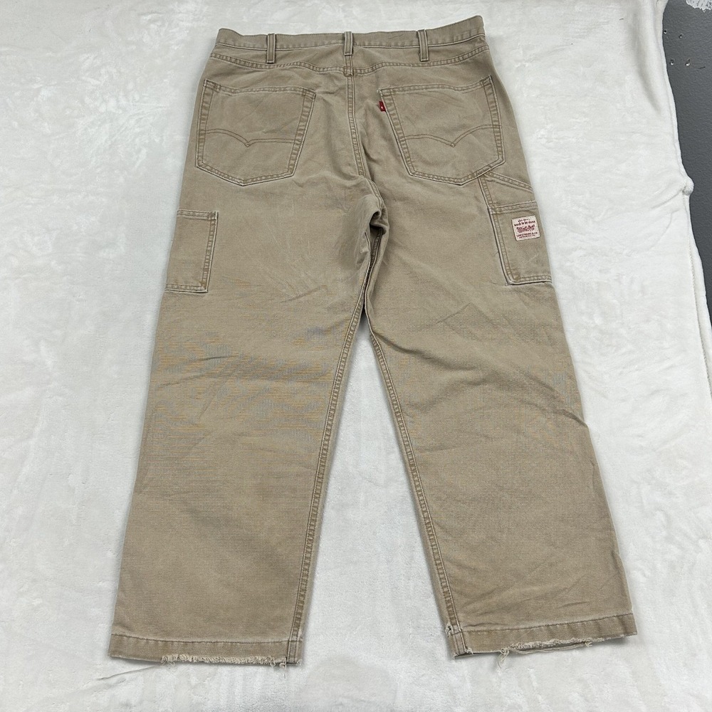 Levi's Carpenter Pants Mens W36 L30 Tan Double Knee Duck Canvas Utility Trousers